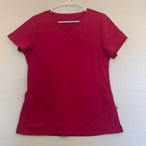 Urbane Ultimate Scrub Top with Utility Pockets, Dark Pink, Small